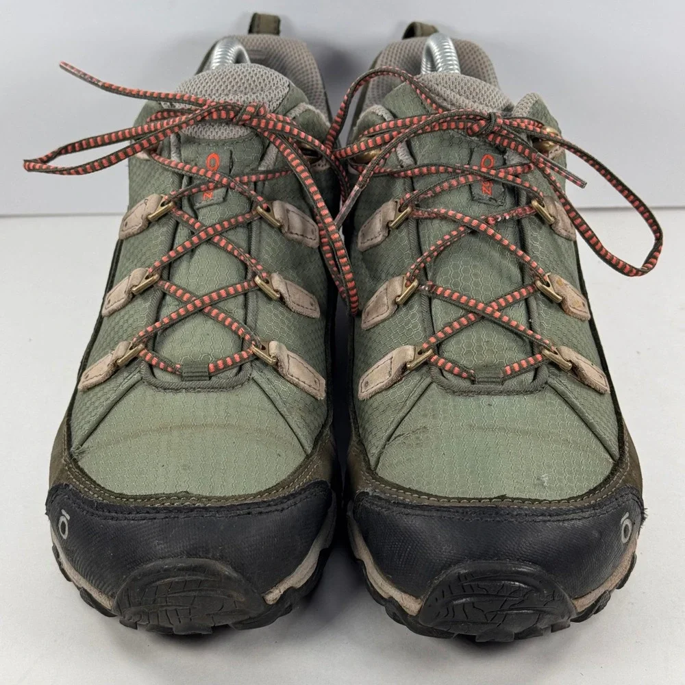 Oboz Sawtooth Low Hiking Shoes Womens 9.5 Green Brown Trail Sneakers 71702